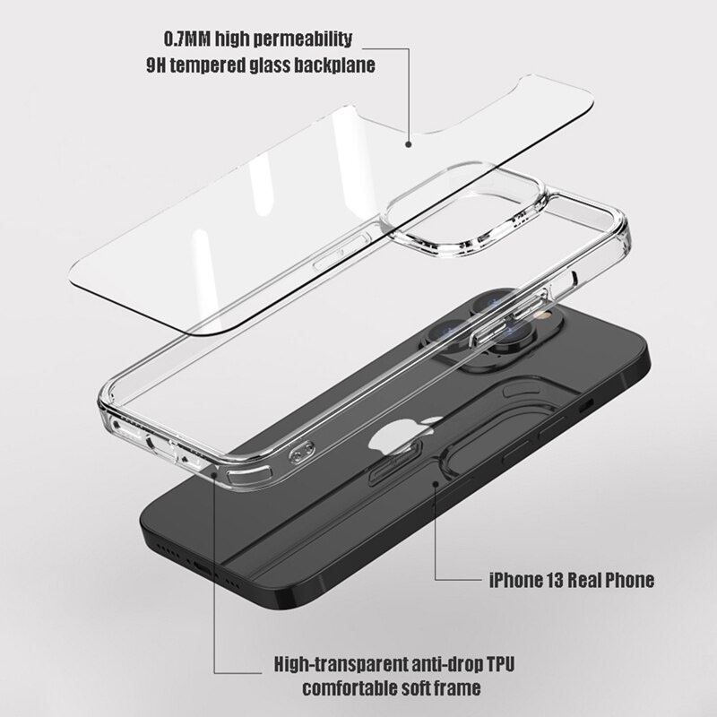 Hard Case Tempered Glass Transparan Cover Iphone 14 11 12 13 Pro Xs Max 13mini X Xr 7 8 Plus Se2