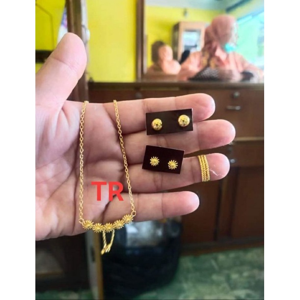 Kalung + Ccin + Anting Mas London LM 24K.Kadar 99,99%.