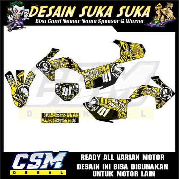 49 DEKAL DECAL MOTOR CRF 230 STIKER STICKER STRIPING BODY KUNING