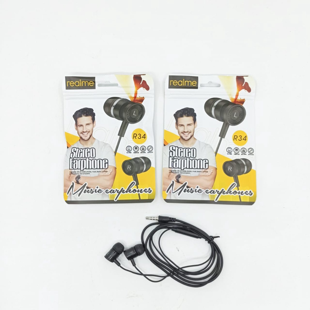 Headset  Realme SK-R34 Earphone Stereo SuperBass Grosir Murah