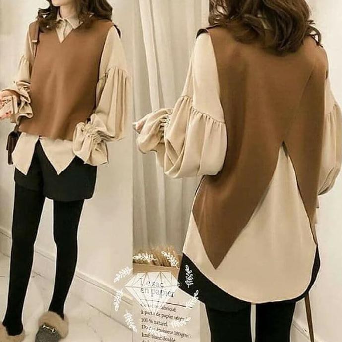 promo lwal - blouse olivia top 2in1 terbaru