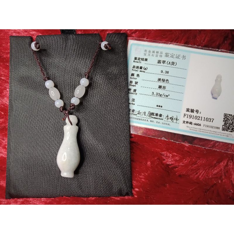 Kalung Liontin Giok Botol (Sertifikat Original)