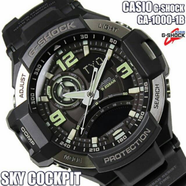 CASIO G-SHOCK GA-1000-1B GravityMaster Twin Sensor Compass ORIGINAL