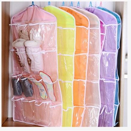 Rak Gantung Organizer 16 Kantong Bening untuk Kaos Kaki / Bra / Pakaian Dalam