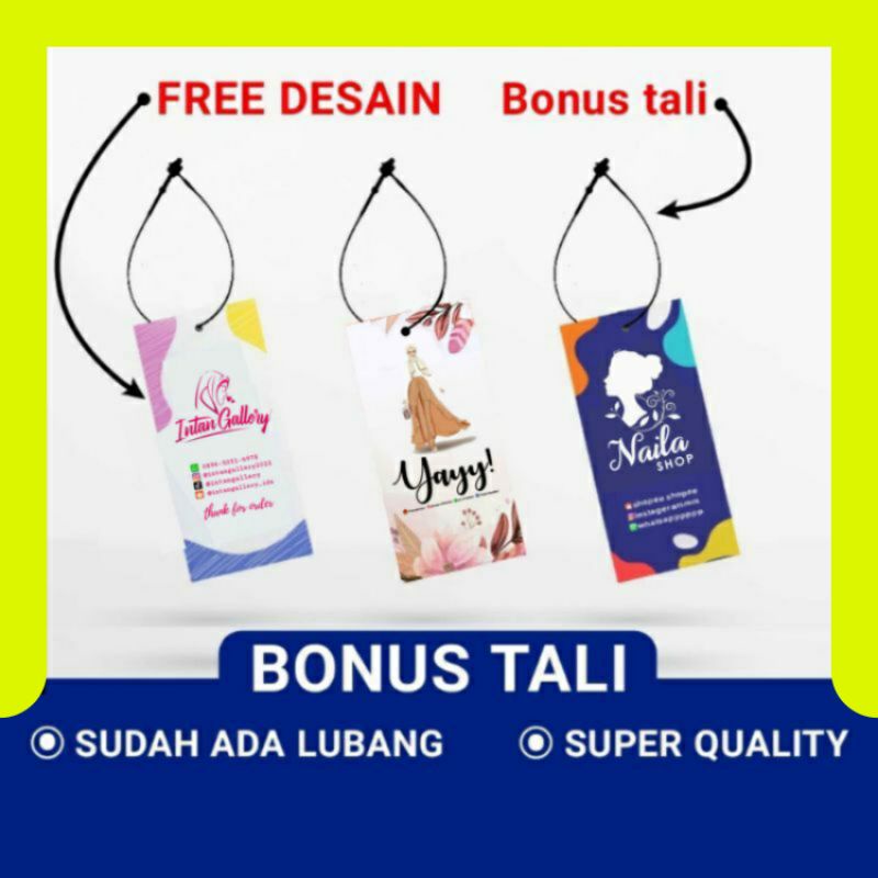 

Hang Tag Baju 3 x 6 (FREE TEMPLATE DESAIGN) Label Baju - Cetak Hangtag Baju Label Merek