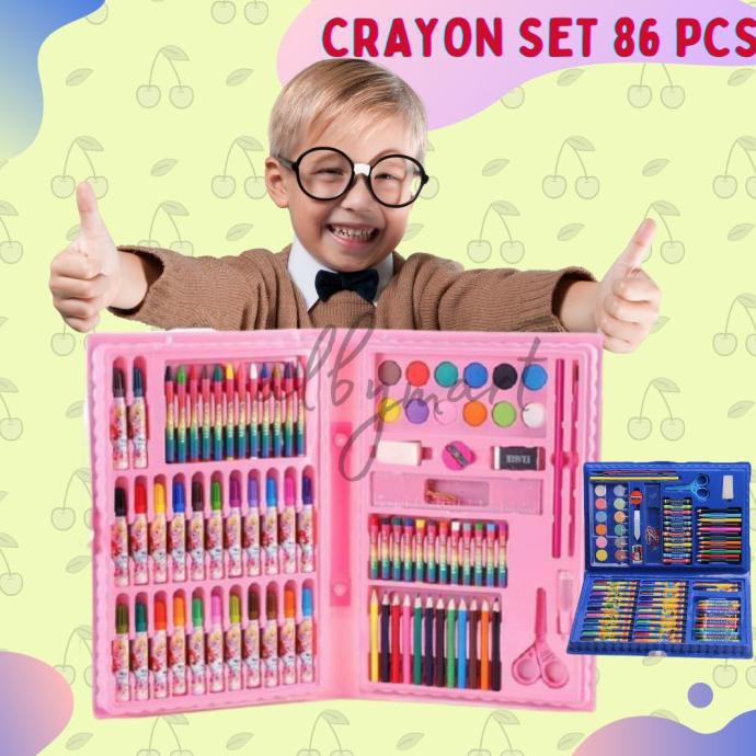 

Diskon Colouring Set 86 pcs Pensil Warna Crayon set Stationary Kado anak - Biru Diskon