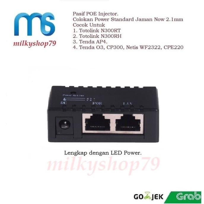 PASIF Poe Injector Totolink N300RT, N300RH, Tenda AP4 O3 CP220 Type 2