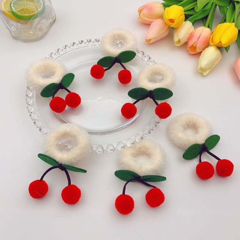 Ikat Rambut Bulu cherry / buah Cheri Korea