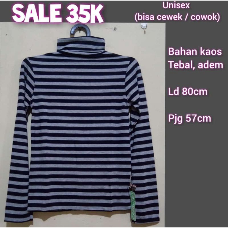 KAOS UNISEX LENGAN PANJANG / BISA CEWEK COWOK REMAJA ANAK TANGGUNG / MOTIF SALUR GARIS-GARIS