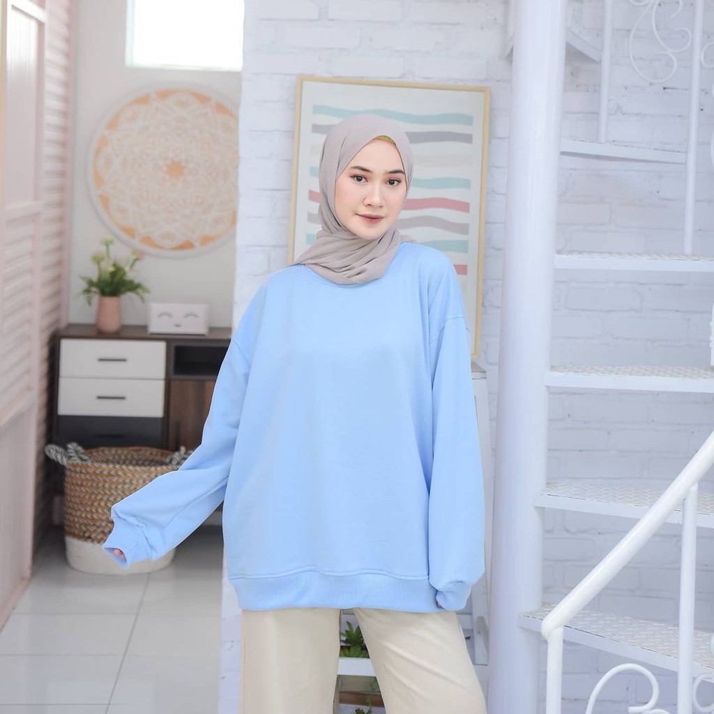 COD - XXL Basic Oversize l Sweater Jumbo Polos Fashion Wanita Korean Style Plain Sweater