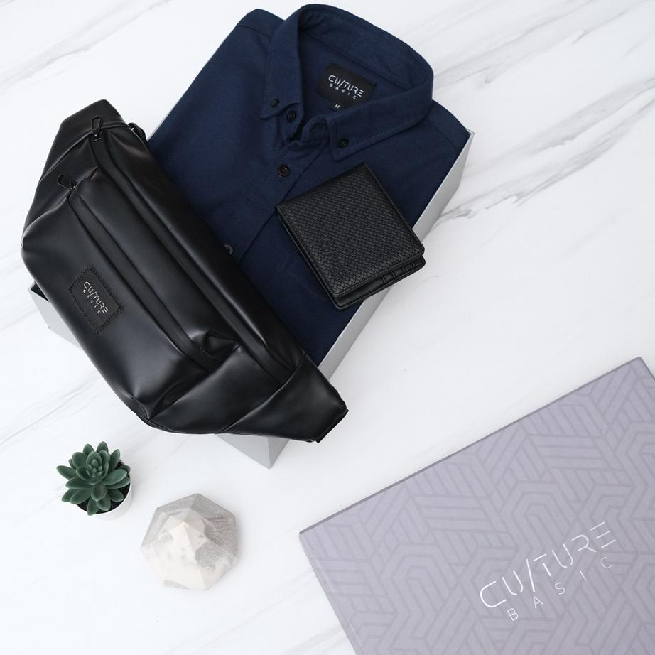 Check Here--CULTURE BASIC | PAKET BOX DIAMOND KEMEJA ORLANDO (KEMEJA + WAISTBAG + DOMPET) INCLUDE BO