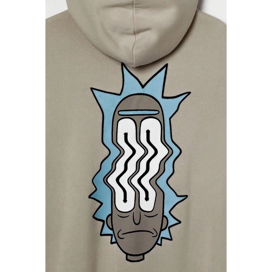 Hoodie Jaket Pria Wanita Rick N Morty Putih Beige Full Tag