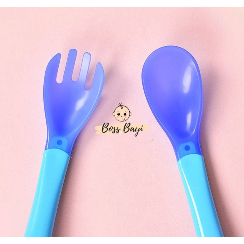 BOSS BAYI - Sendok Garpu Silikon Sensor Suhu