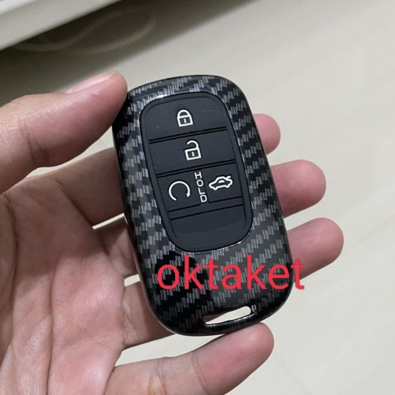 casing kunci Carbon Honda Civic 2022 2023 hitam &amp; merah