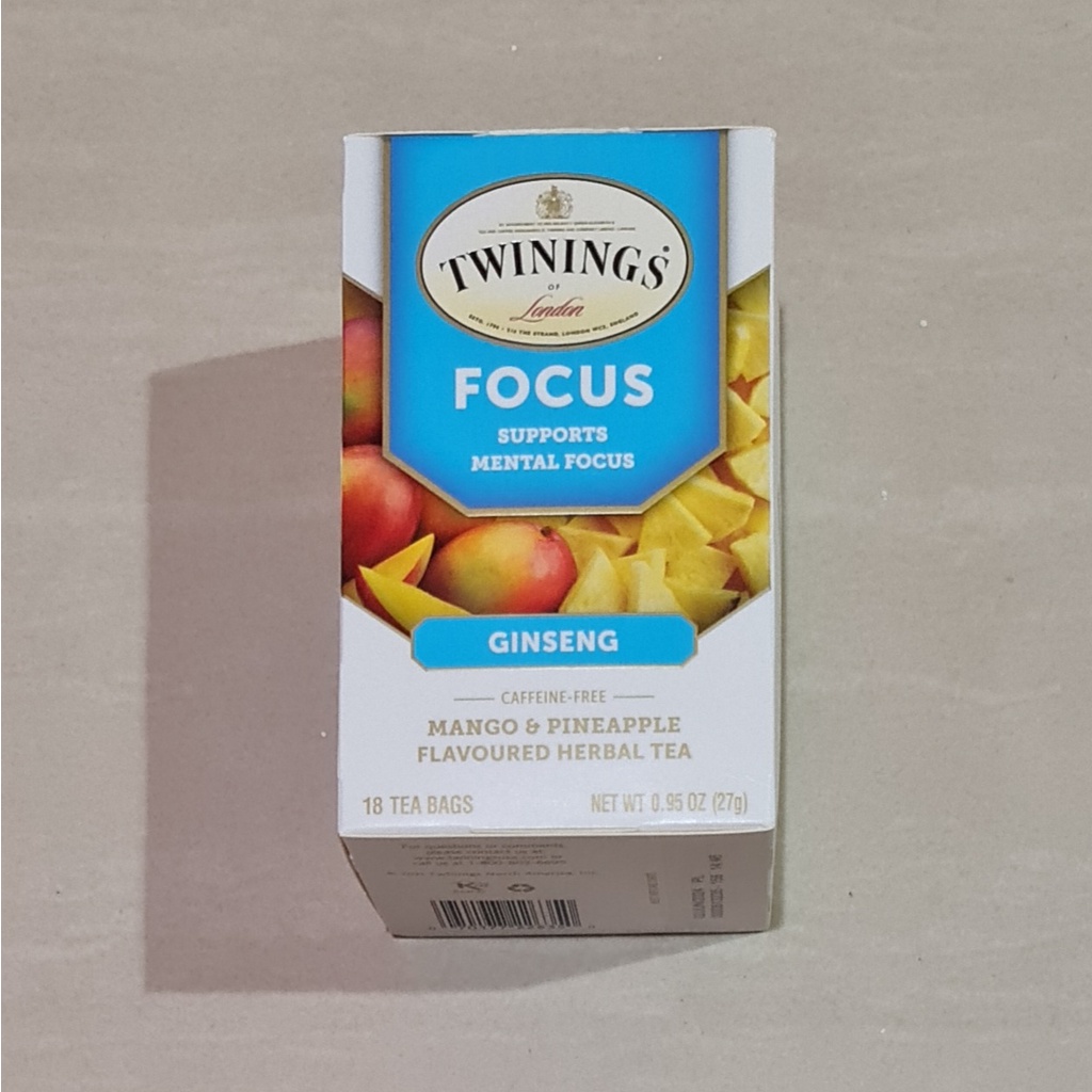 Teh Twinings Focus Ginseng Mango &amp; Pineapple Herbal Tea 18 x 1.5 Gram