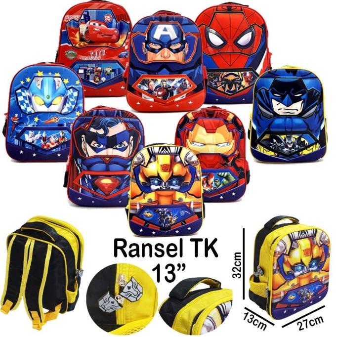 TAS RANSEL SEKOLAH TK ANAK LAKI LAKI SUPERHERO ZOOM 3D TIMBUL IMPORT