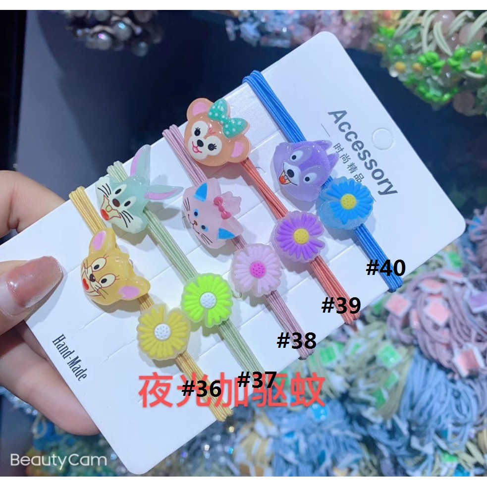 Karet Ikat Rambut GLOW In the Dark #02 Kartun Ponytail Elastis Gaya Korea Fashion Anak Dewasa Daisy