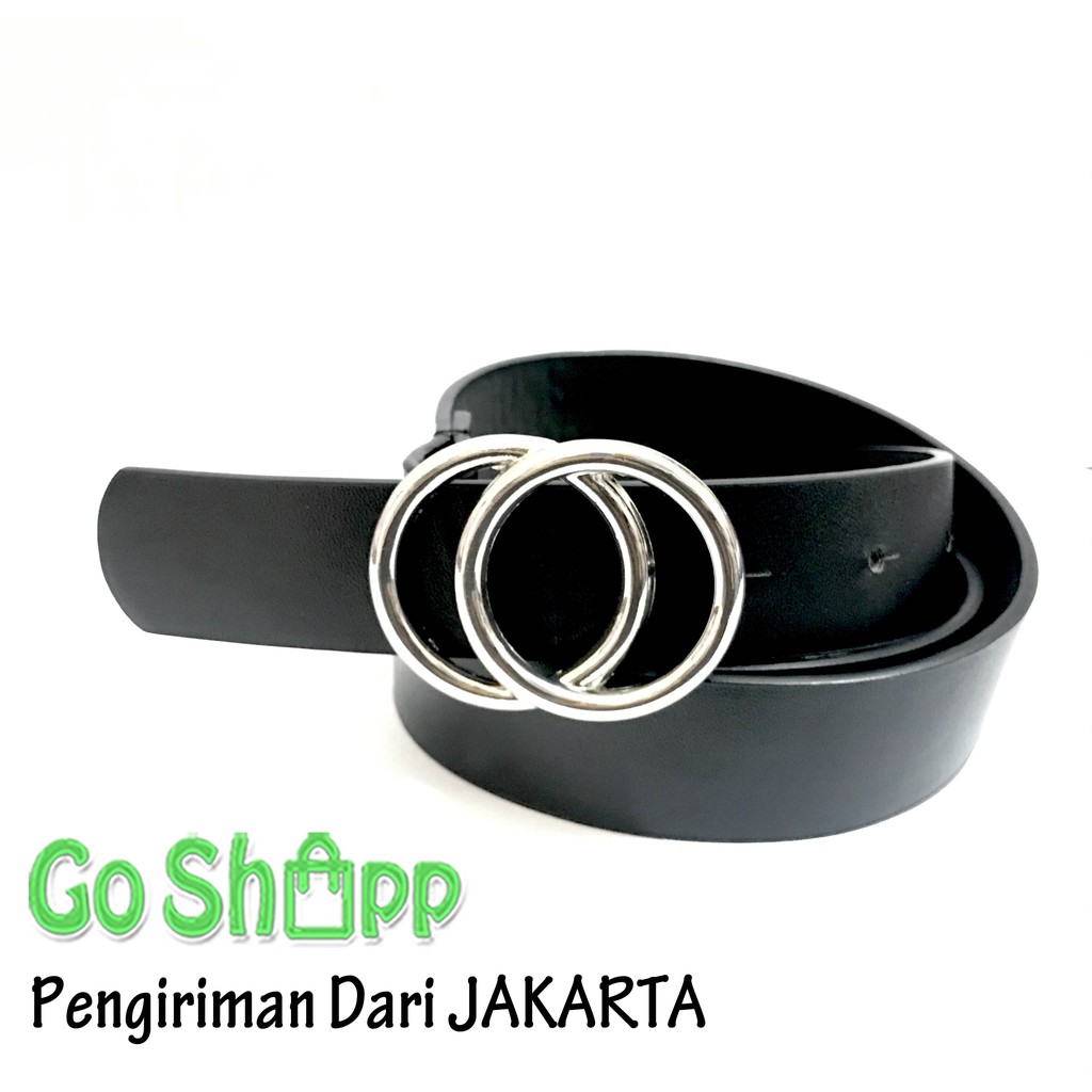 Ikat Pinggang Wanita Double Ring Bulat - Gesper Wanita Import Kulit PU - Sabuk Import Premium [IK04]