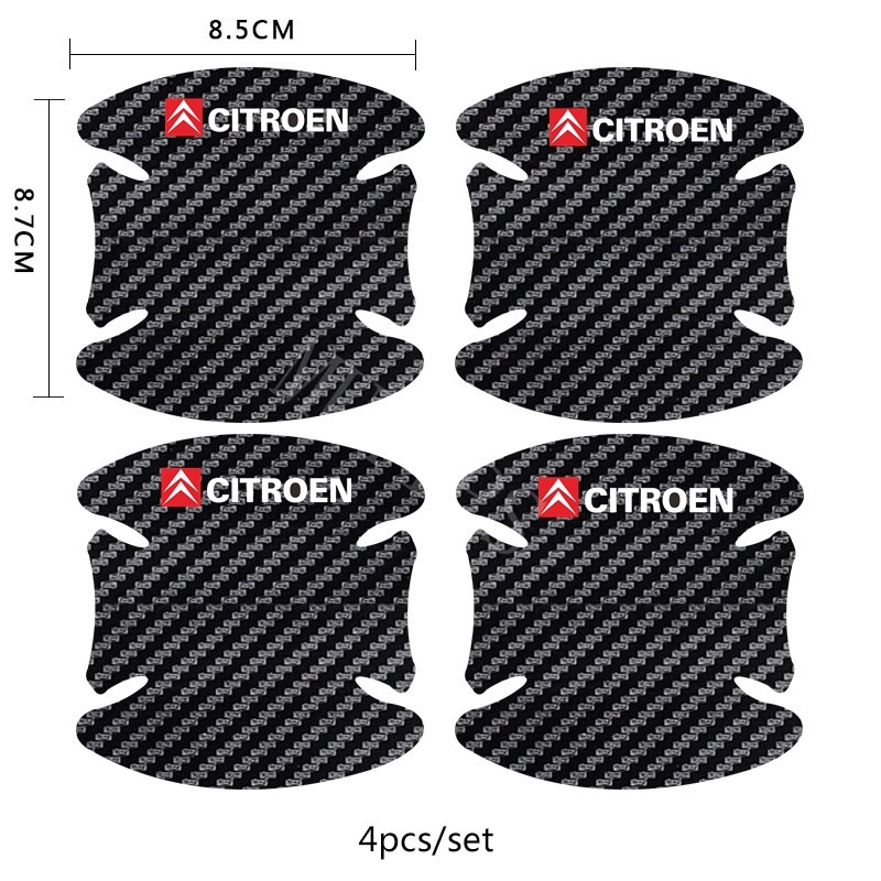 4 / 8pcs Stiker Pelindung Handle Pintu Mobil Bahan Carbon Fiber Untuk Citroen c3 c4 c5