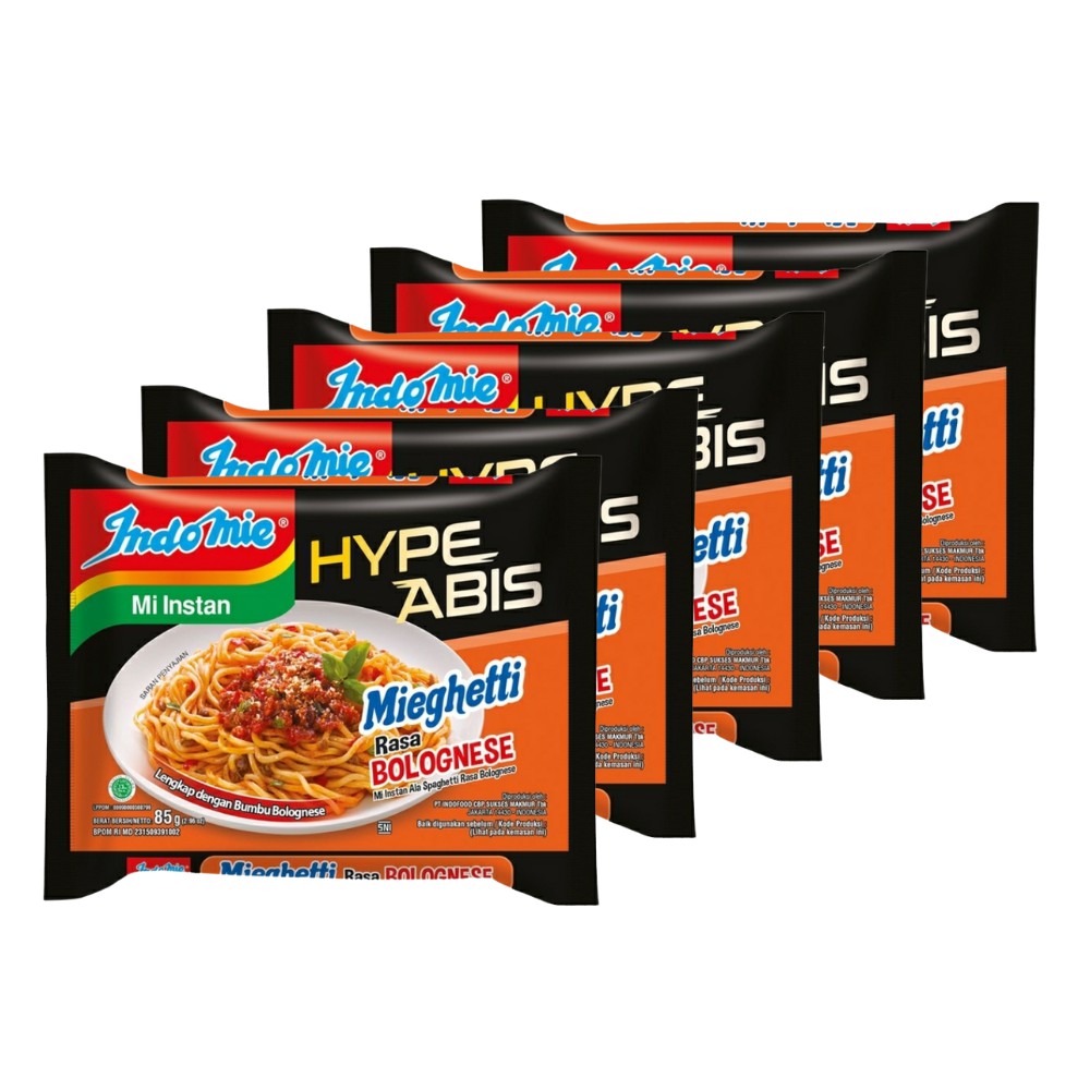 

5PCS Indomie Mieghetti Rasa Bolognese Hype Abis Mi Instan Ala Spaghetti - 5pcs x 85gr