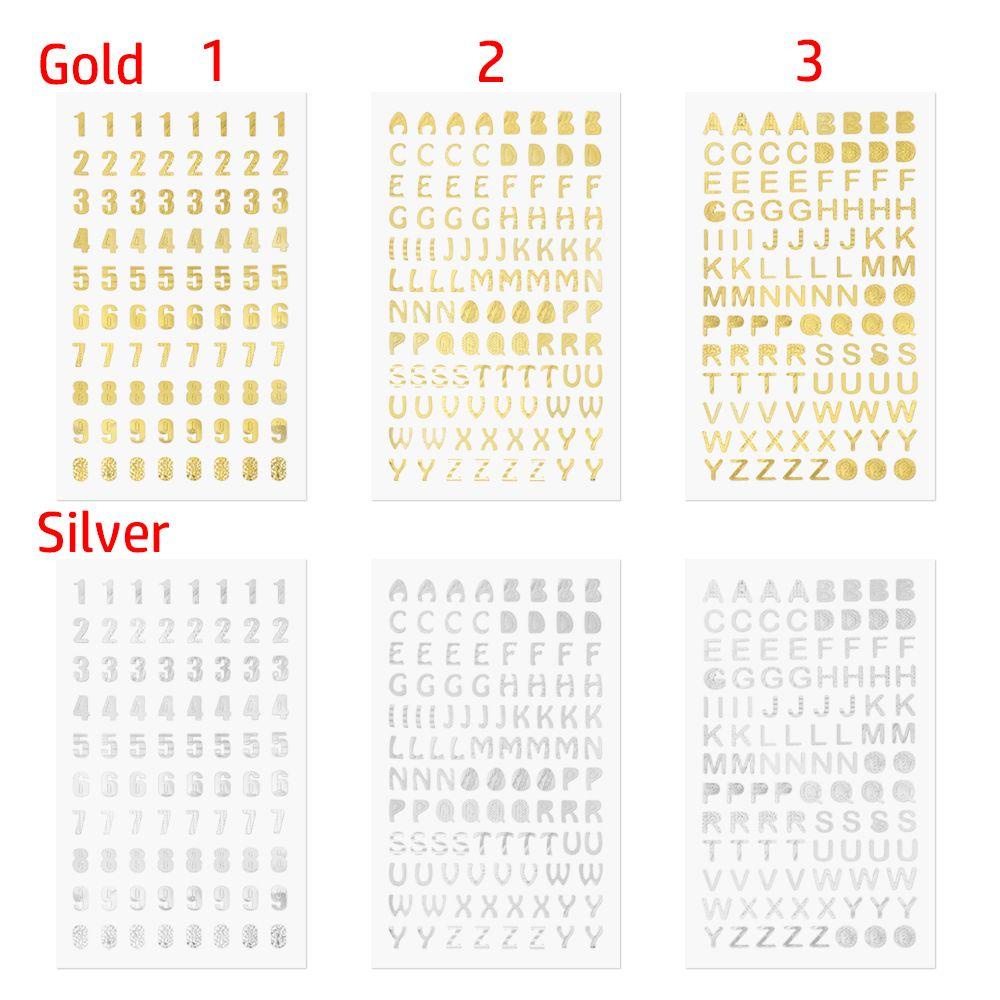 WONDER Number sticker Silver Hadiah Anak Scrapbook Planner Bronzing Pola Notebook Decor Letter