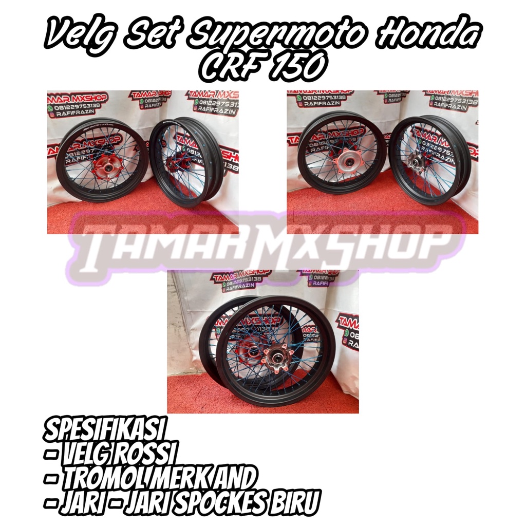 VELG PELEK WHELLSET SUPERMOTO CRF 150L SPRINT HITAM READY STOK