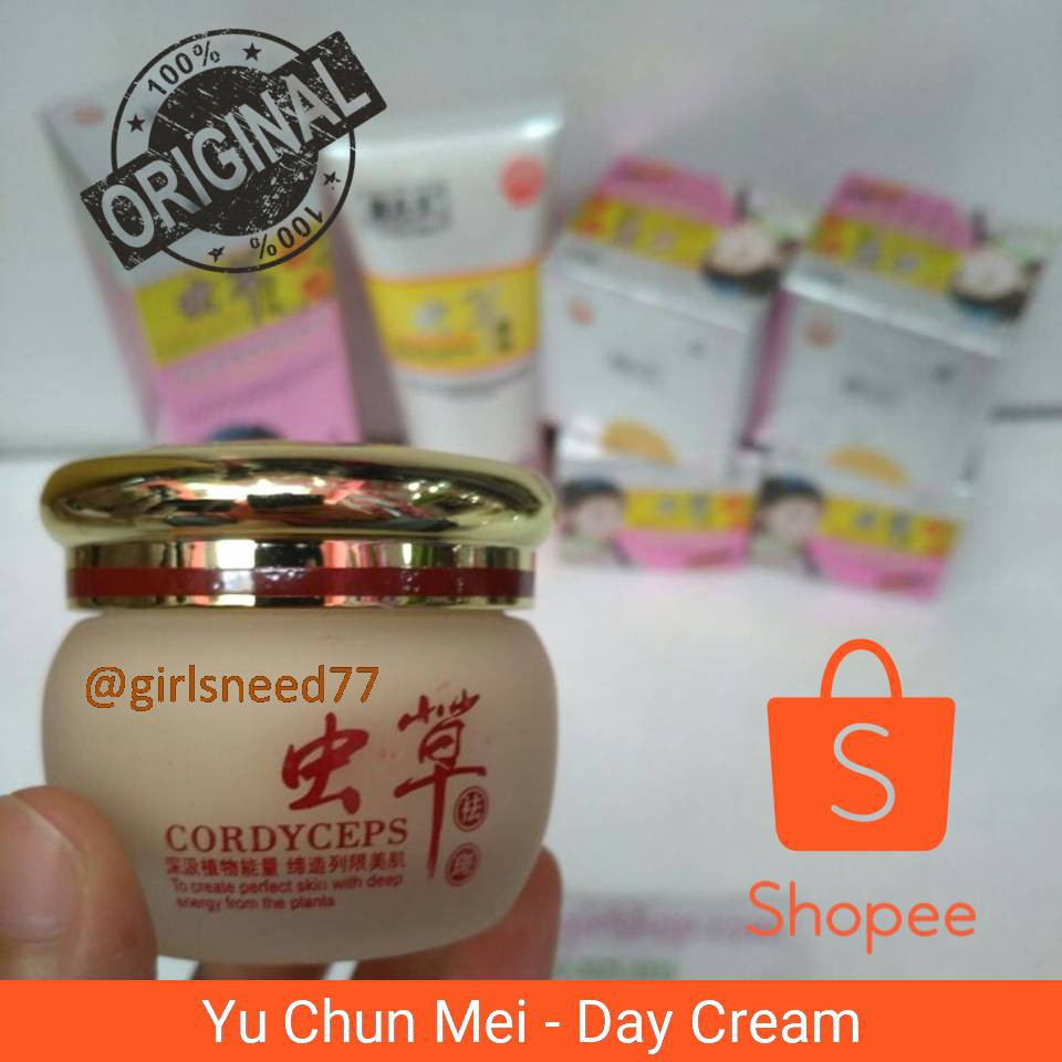 YuChunMei Cordyceps Paket Krim Siang Malam Serum Wajah Original Taiwan Day Night Cream Serum