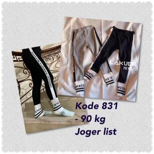 [Legging joger list import831 RO]Celana wanita legging Abu misty/Black