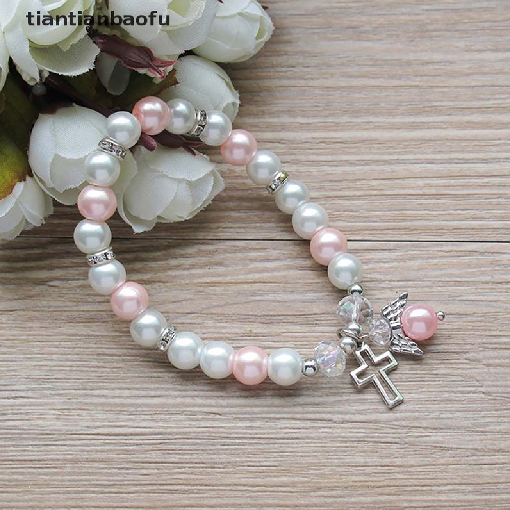 [tiantianbaofu] Baby Shower Favor Christening Bracelet Angel Baby Shower Girl Boy Baptism Gift Boutique