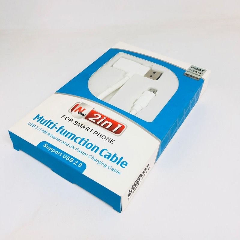 NEW KABEL DATA VIBOX 2IN1 KABEL MICRO PLUS 1 LUBANG USB UNIVERSAL SUPPORT ALL SMARTPHONE PROMO SEN