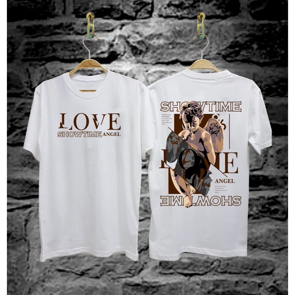 Baju Kaos Love Show Time Aesthetic Kaos Distro Premium Bandung Kaos Pria Kekinian Lengan Pendek T-shirt keren