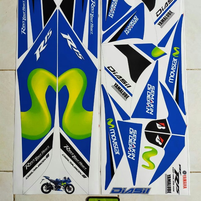 Striping sticker stiker list lis body variasi yamaha R15 OLD V1 V2 Movis Biru