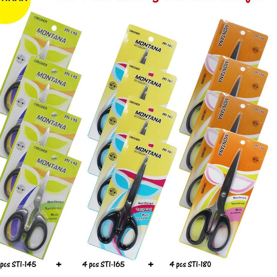 

Berkualitas MONTANA Bundling/ Gunting STI-145 4 Pcs + STI-165 4 Pcs+ STI-180 4 Pcs