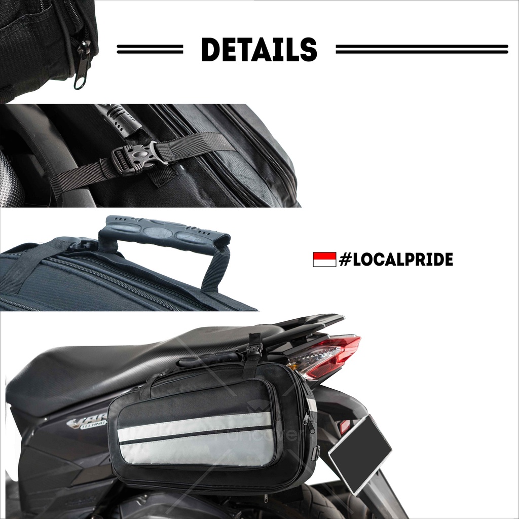 Tas Motor Touring Sidebag Oval Waterproof FUNCOVER Jok Samping dan Selempang Multifungsi Murah