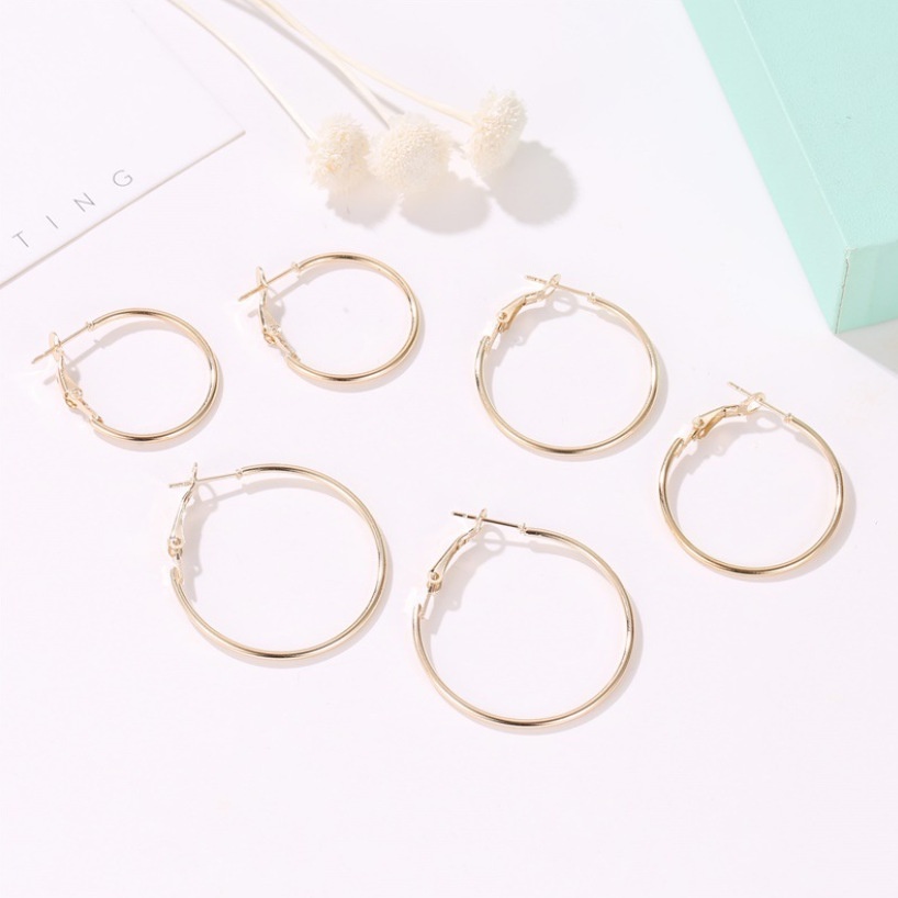 [ACKER] 6Pasang/Set Geometris Wanita Circular Anting Simpai Hadiah Untuk Wanita