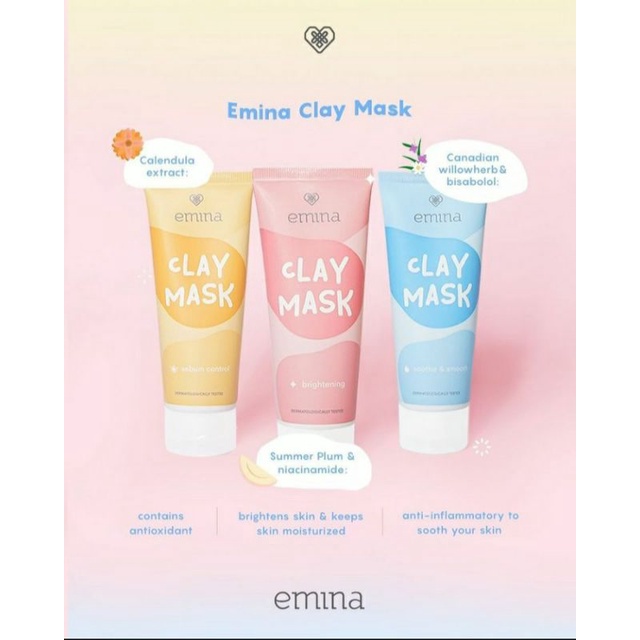 EMINA Clay Mask - Face Mask , Masker Wajah , Face Clay Mask , Masker Wajah Clay , Clay Face Mask