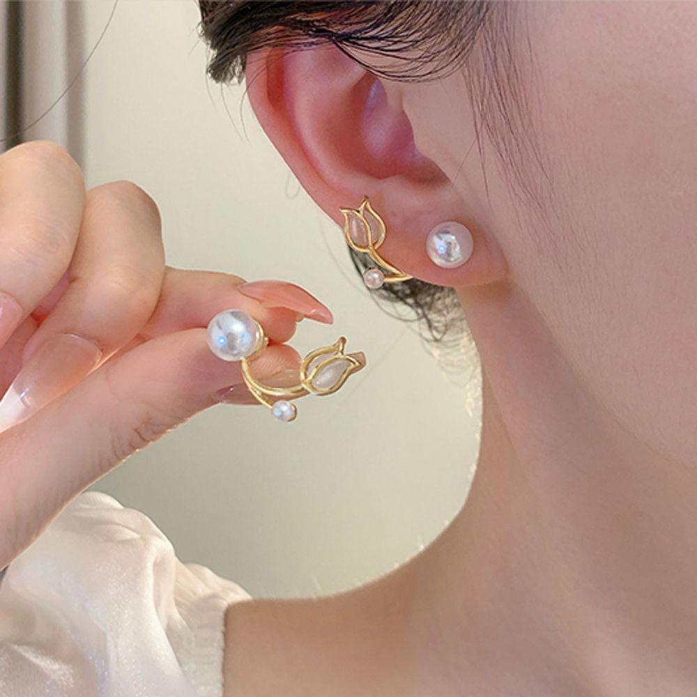 Mxbeauty Anting Wanita Mewah Menawan Elegan Fashion Musim Panas Sederhana Opal Tulip Earrings