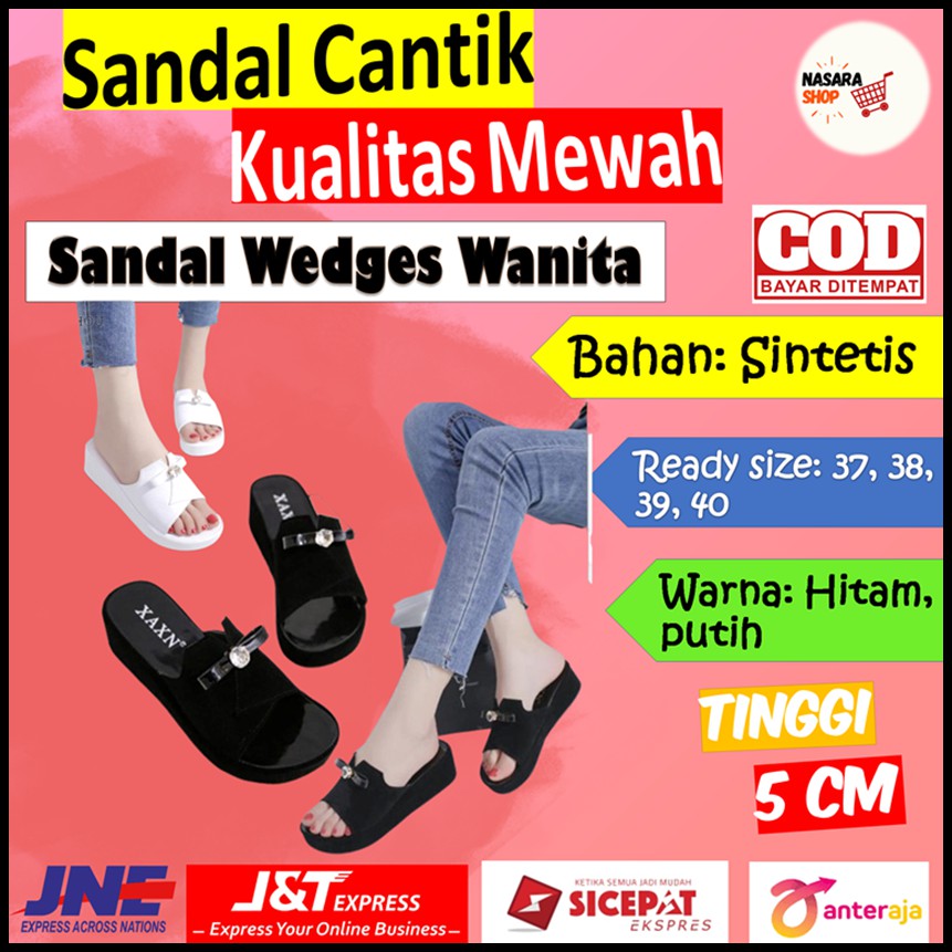 Sandal Wedges Spon Jepit Terbaru Sendal Cewek Santai NN15