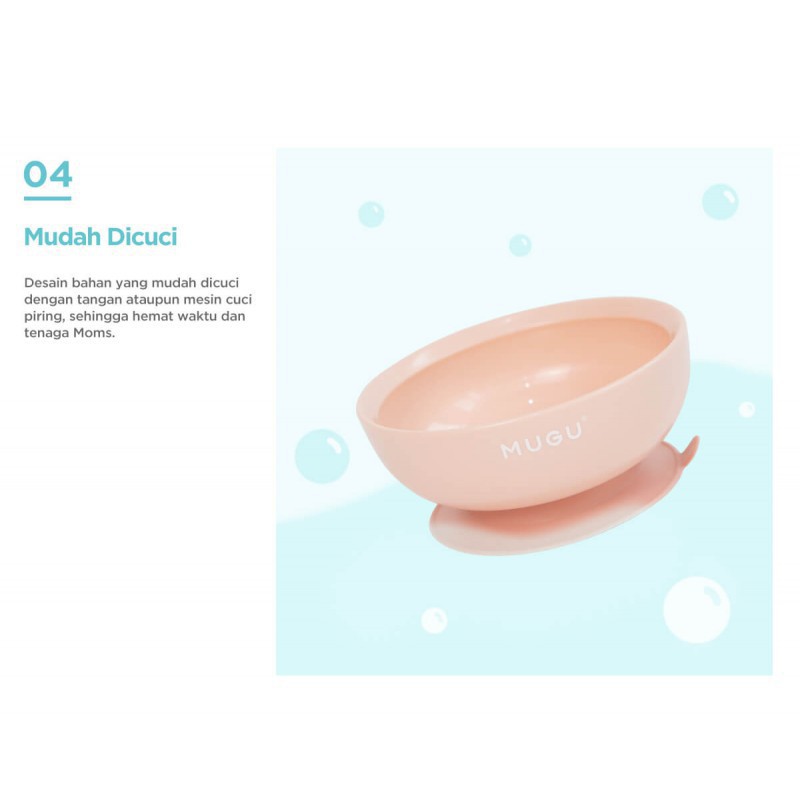 MUGU Antispill Suction Bowl 340ml - Mangkok Makan Anak Bayi BPA Free Mangkuk Anti Tumpah Baby Plate