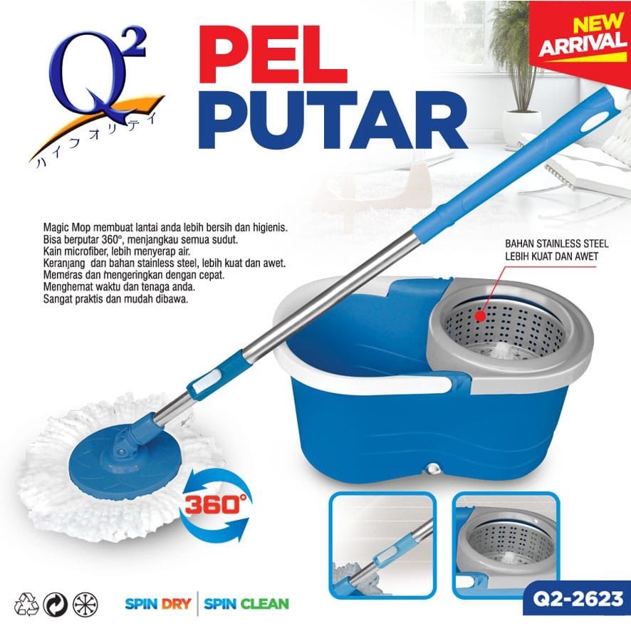 MAGIC MOP Q2 2623 ALAT PEL LANTAI / SUPER MOP PRAKTIS TANPA PERAS / ALAT PEL Q2-2623 / MAGIC MOP Q2 2623