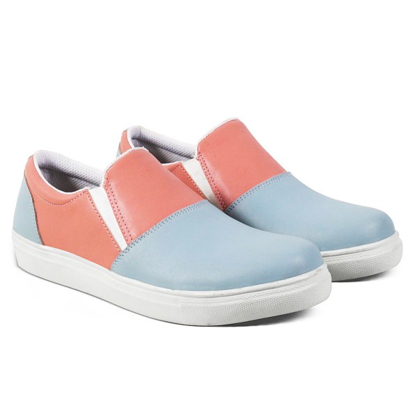 Sepatu Slip On Wanita V 7711  Brand Varka Sepatu Kets Wanita Kuliah Kerja Hangout Trendi Berkualitas - Biru Pink