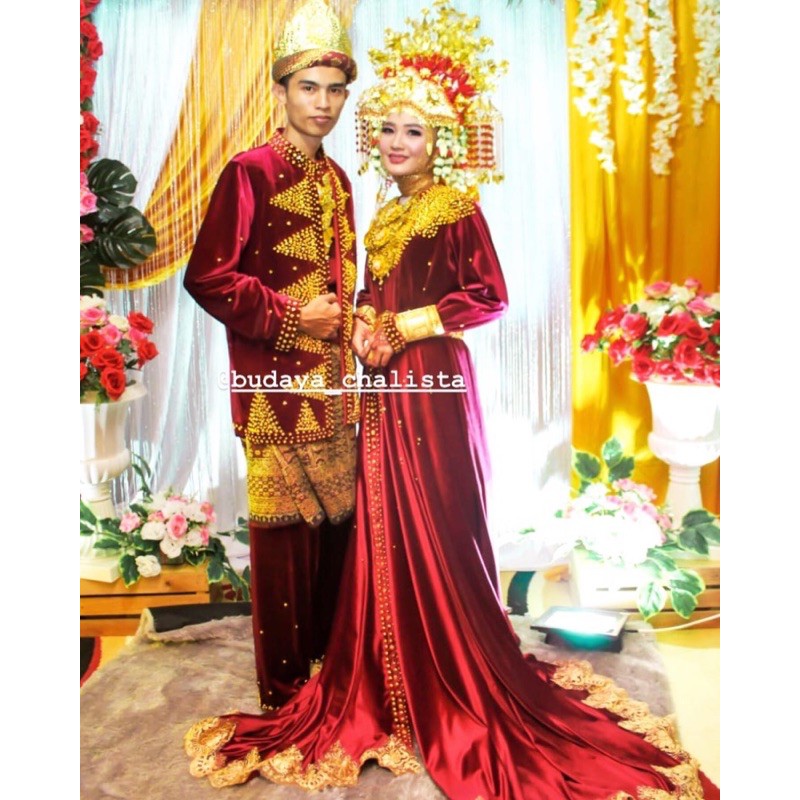 pengantin modern baju bludru/mote full set dgn acc