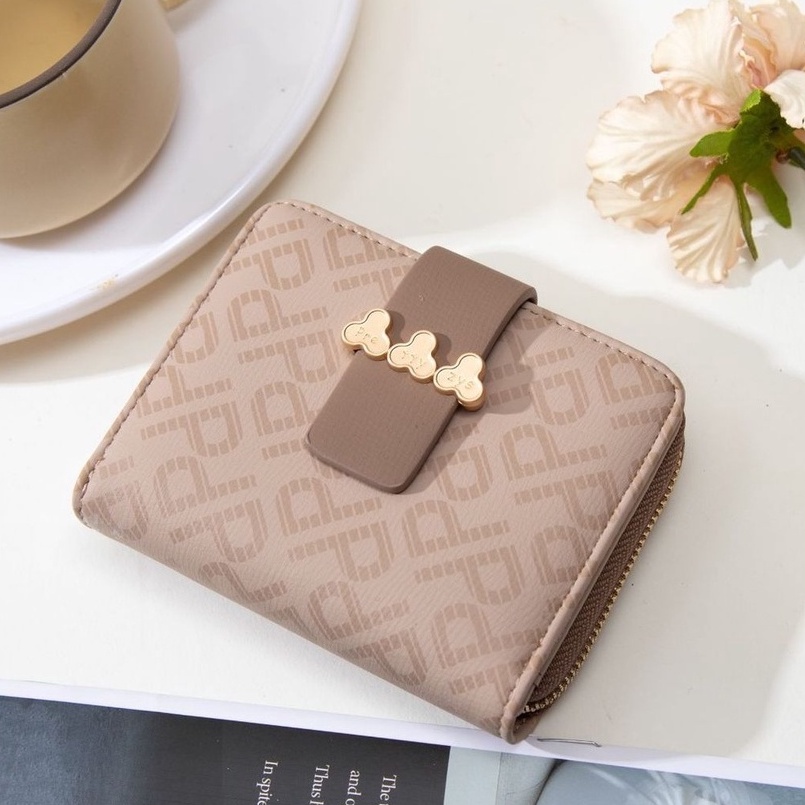 DOMPET LIPAT WANITA IMPORT MINI LUCU PRETTYZYS ORIGINAL KULIT COKLAT WA539B7 DUERENA KARTU PENDEK SIMPLE PREMIUM KOREA REMAJA KEKINIAN CEWEK FASHION MURAH