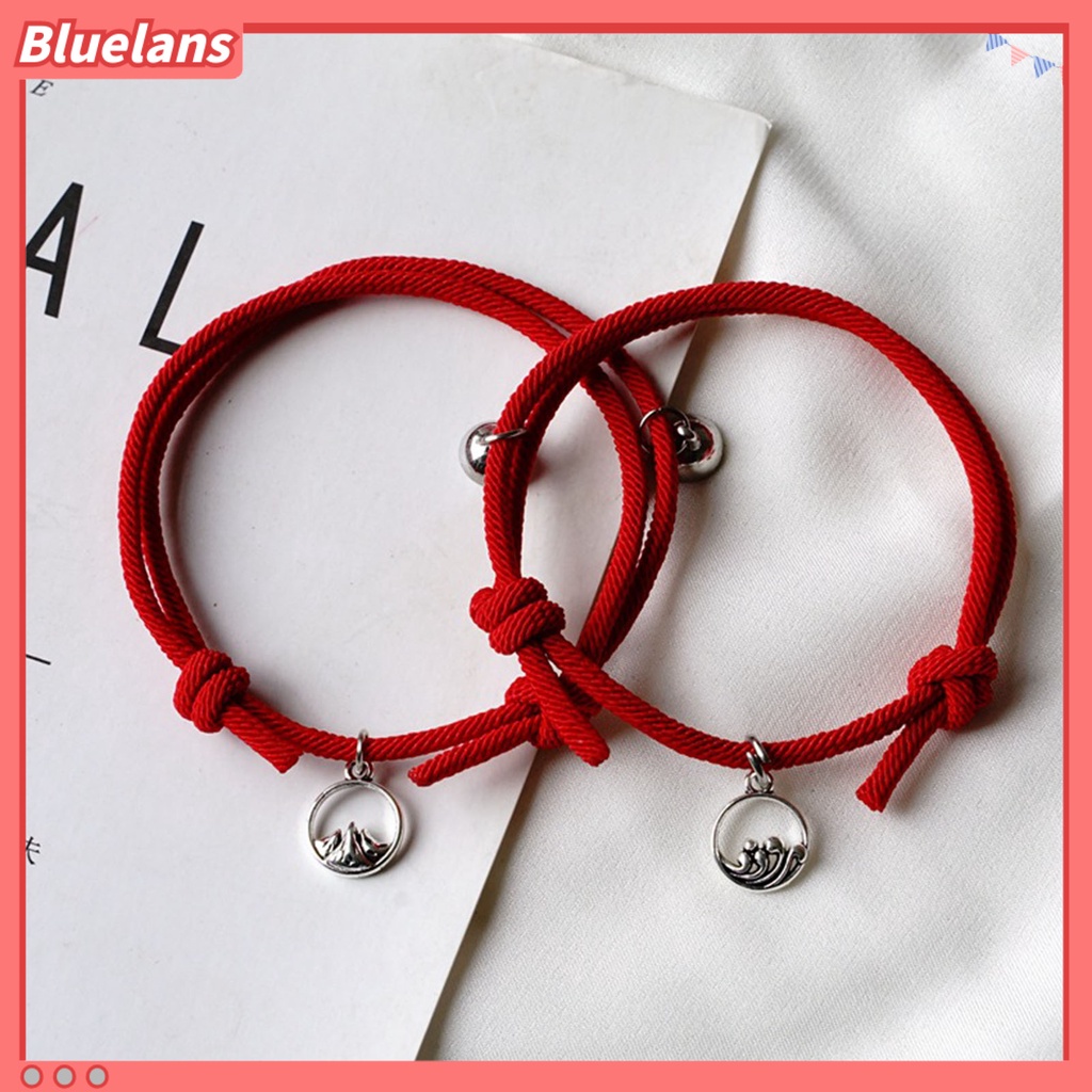 Bluelans 2Pcs Adjustable All-match Magnet Couple Braided Bracelet Fashion Jewelry