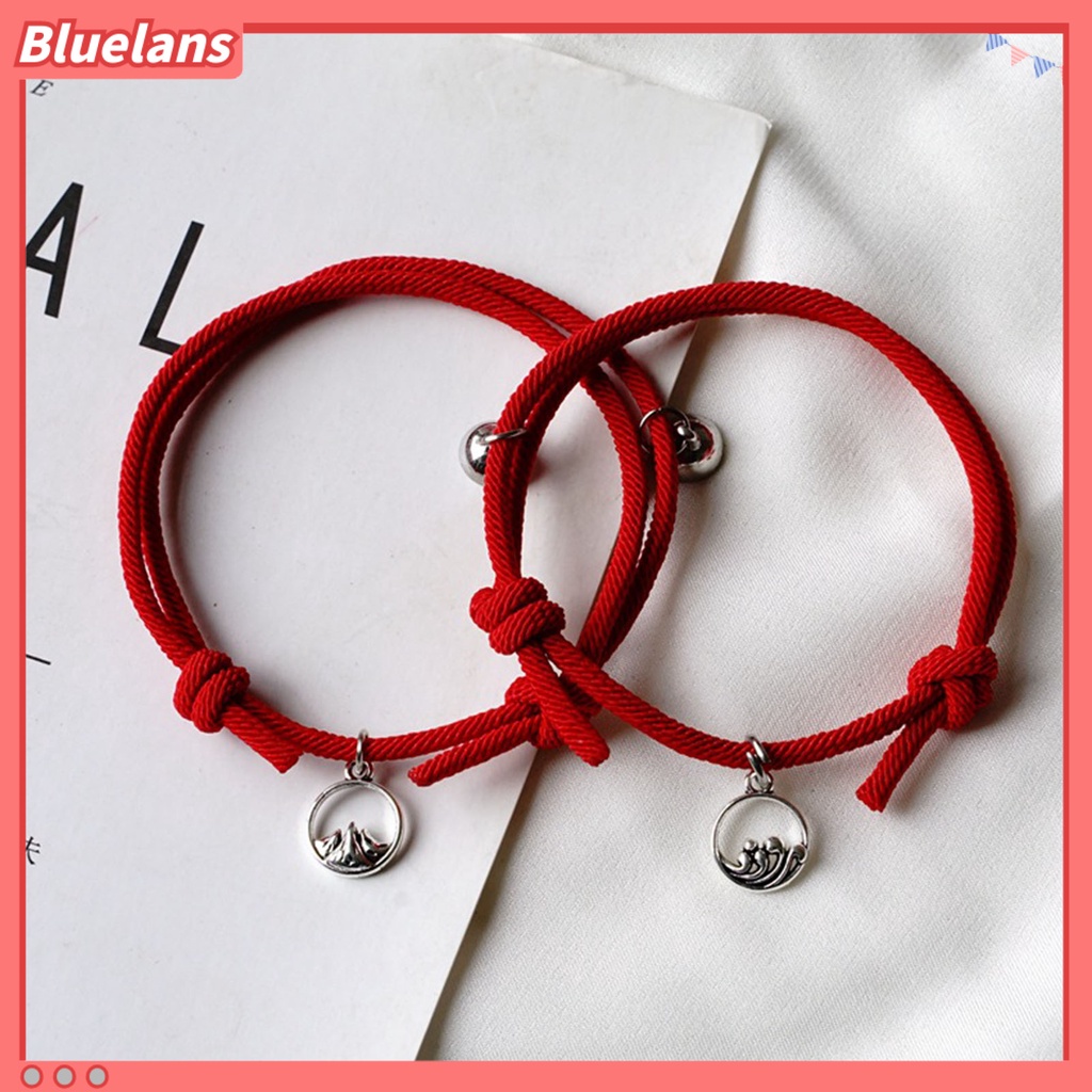 Bluelans 2Pcs Adjustable All-match Magnet Couple Braided Bracelet Fashion Jewelry