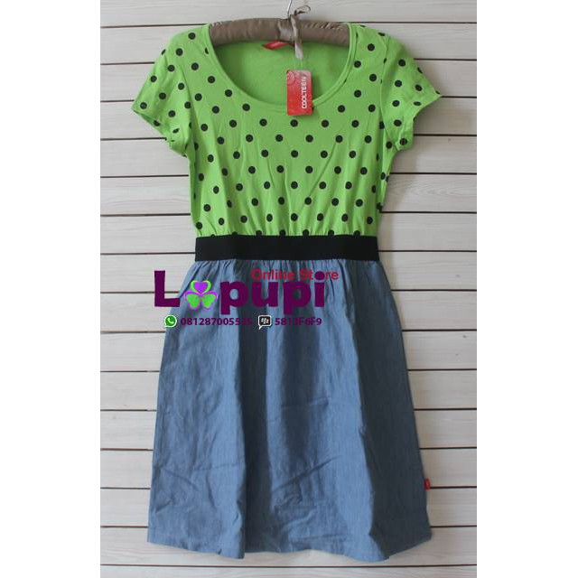 C646 Cool Teen Dress Denim Kaos Hijau Polka