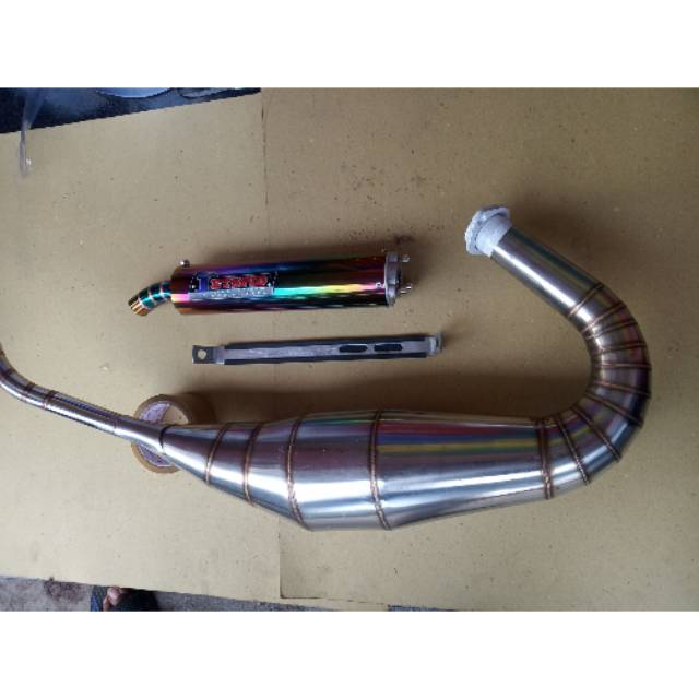 Knalpot RacingJetspid Ninja 150 full stainlees slincer pelangi