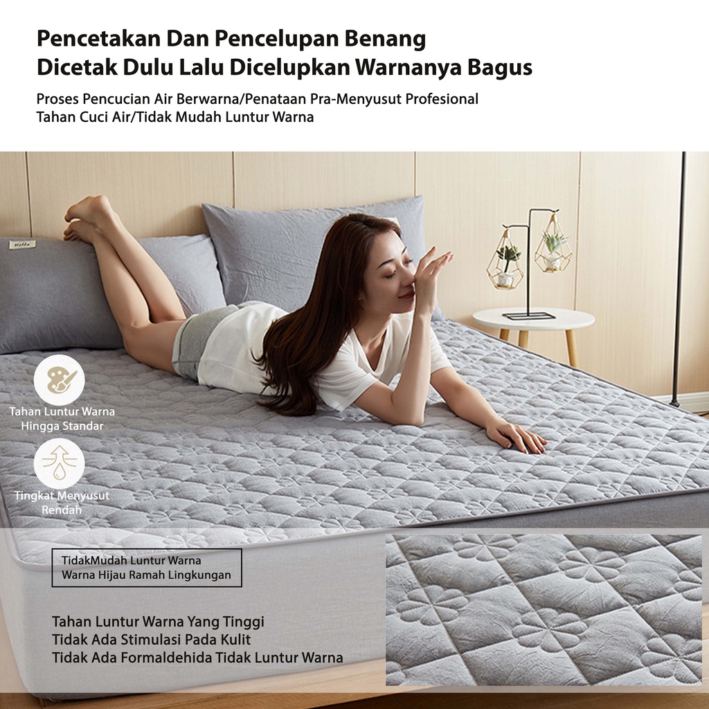 Warna polos Sprei Anti Air/ Sprei Waterproof Protector bermotif ukuran 120x200 160x200 180x200