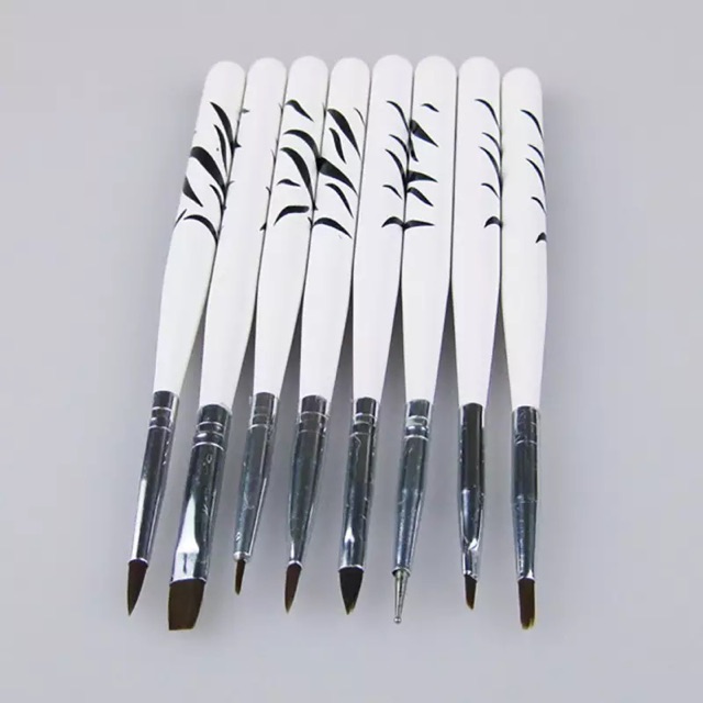 8pcs brush nailart nail art kuas melukis kutek gel 1 set brush liner gel polish