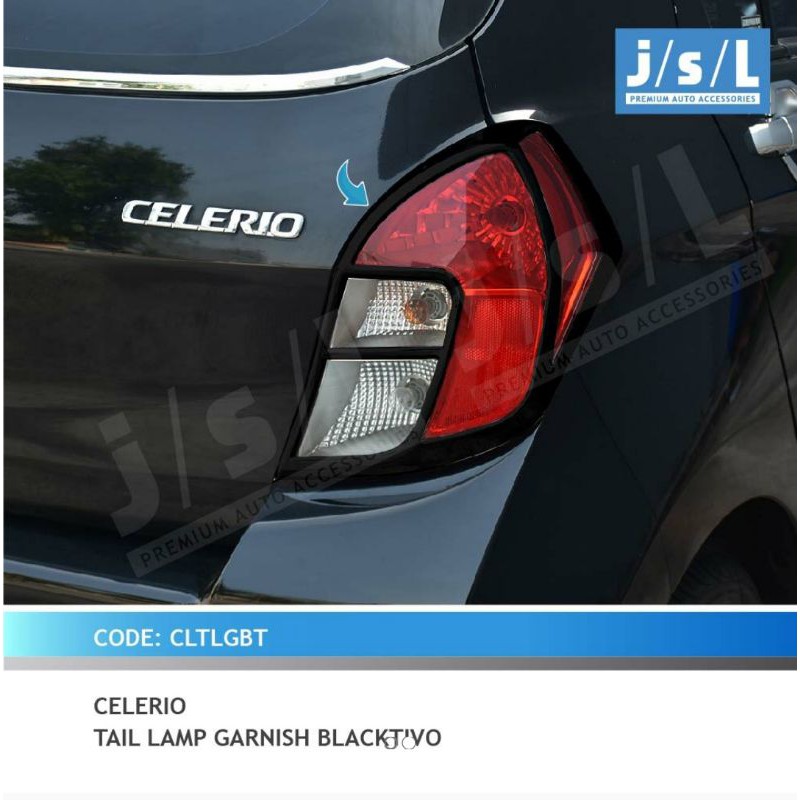 garnish lampu belakang Suzuki Celerio / tail lamp garnish Chrome + Hitam